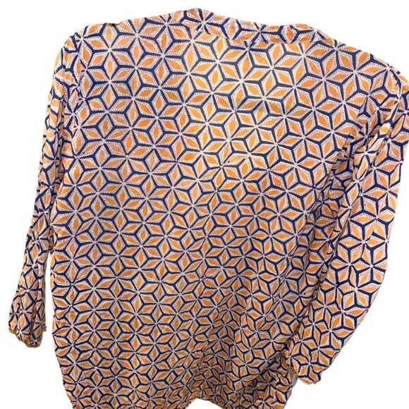 Roberta Roller Rabbit blue orange Indian Block Print Star Fruit tunic to… - Picture 7 of 7